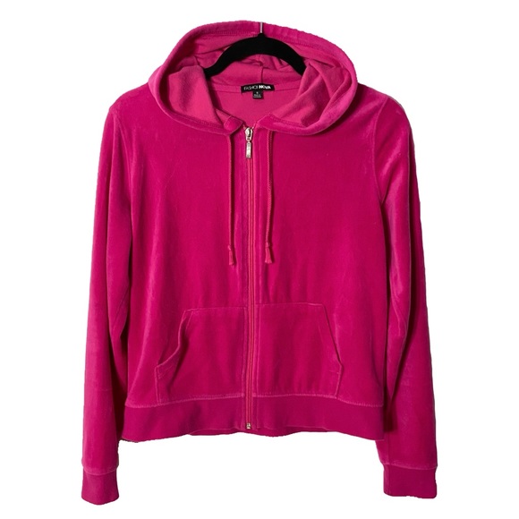 Fashion Nova Tops - Fashion Nova Hot Pink Y2K Velvet Zip-Up Hoodie Sweatshirt